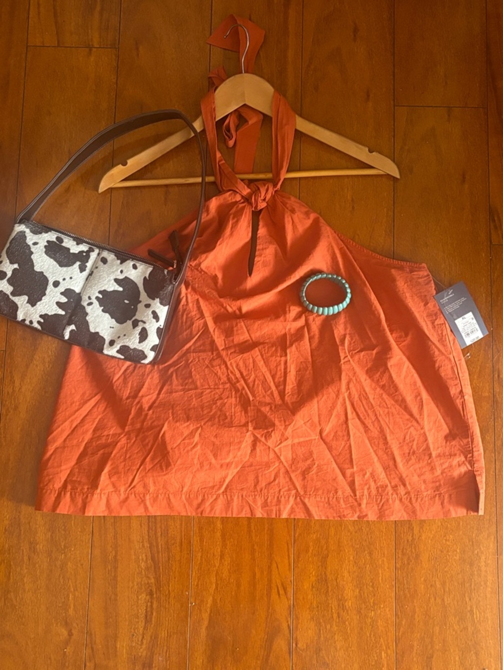 New Universal Thread Rust Orange Halter Tie-Back Tank Top